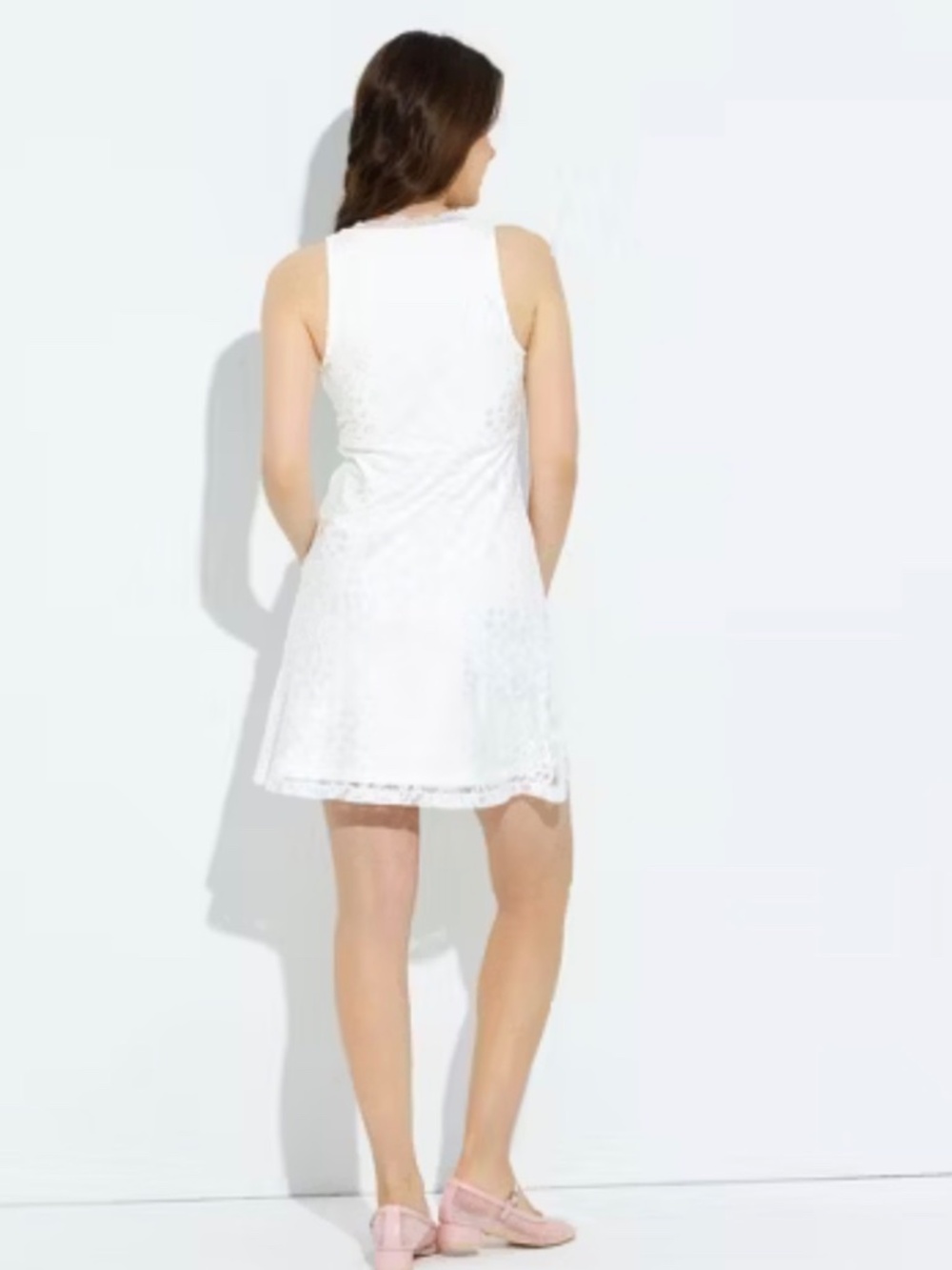 Wild Fable Women's Sleeveless Lace Mini Shift Dress White V-Neck - Picture 2 of 6